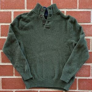 Lands' End Men's Olive Turtleneck Sweater